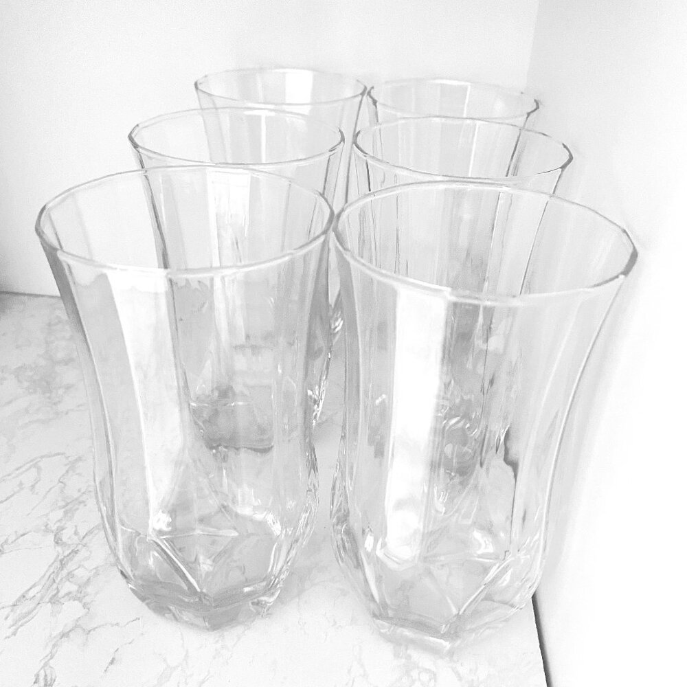 Vintage Clear Drinking Glasses - Set of 6